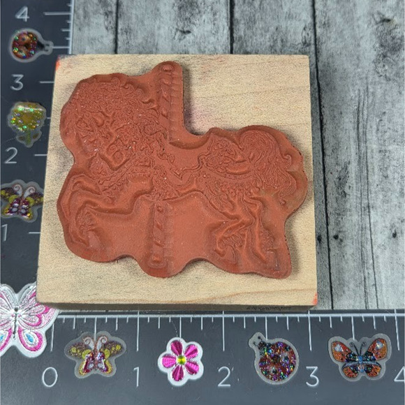 PSX Designs Carousel Horse G994 1991 Rubber Stamp Wood #069 - Picture 2 of 3
